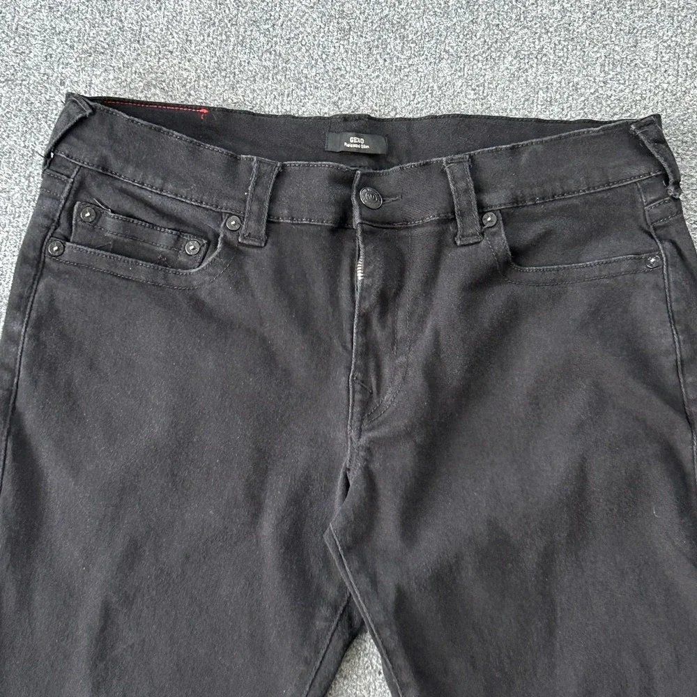 True Religion Geno Jeans Mens 36x30 Black Relaxed Slim Stretch Denim Horseshoe‎